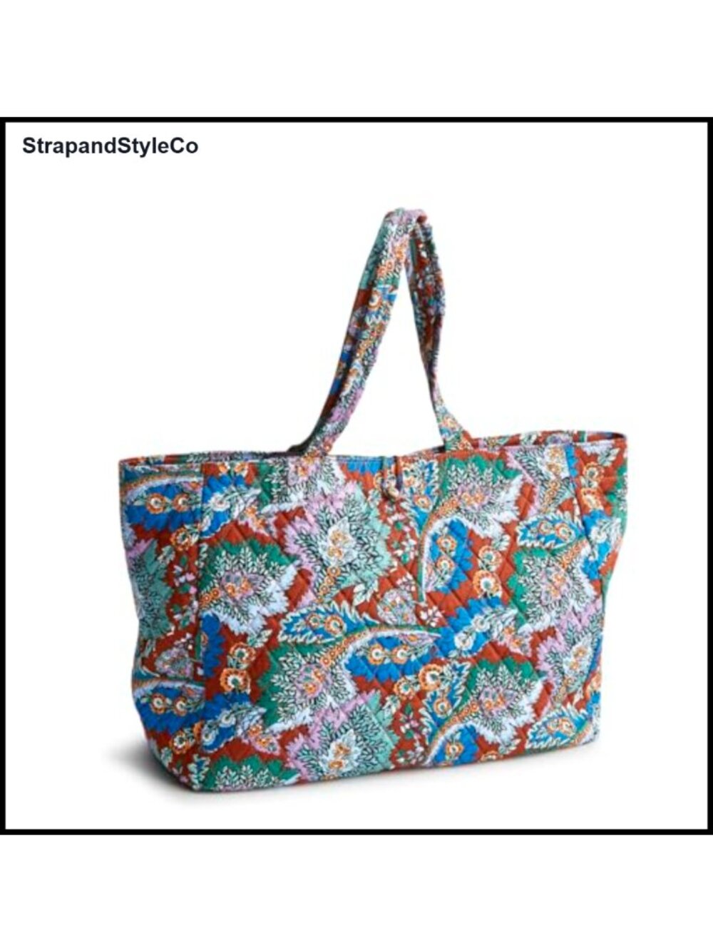 Quilted Cotton Shoulder Bag Tote with Pockets